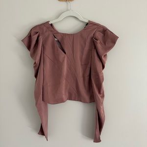 Satin magenta pink long sleeve blouse, DO + BE size small
